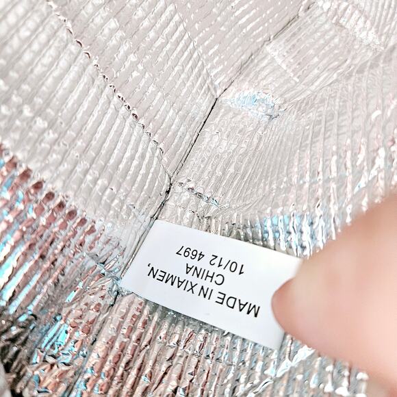 Jumbo Tote Insulated Black and Blue Zippered Shoulder Carryall Bag with Diamond - Picture 12 of 16